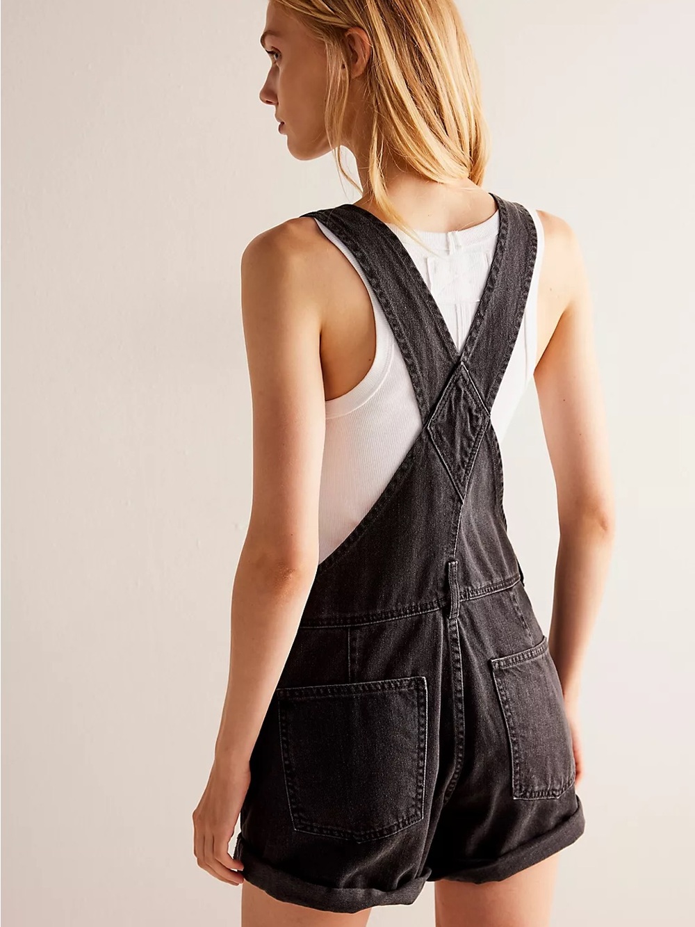 Free People We The Free Ziggy Shortall Denim Overalls Black Wash M - Picture 6 of 6